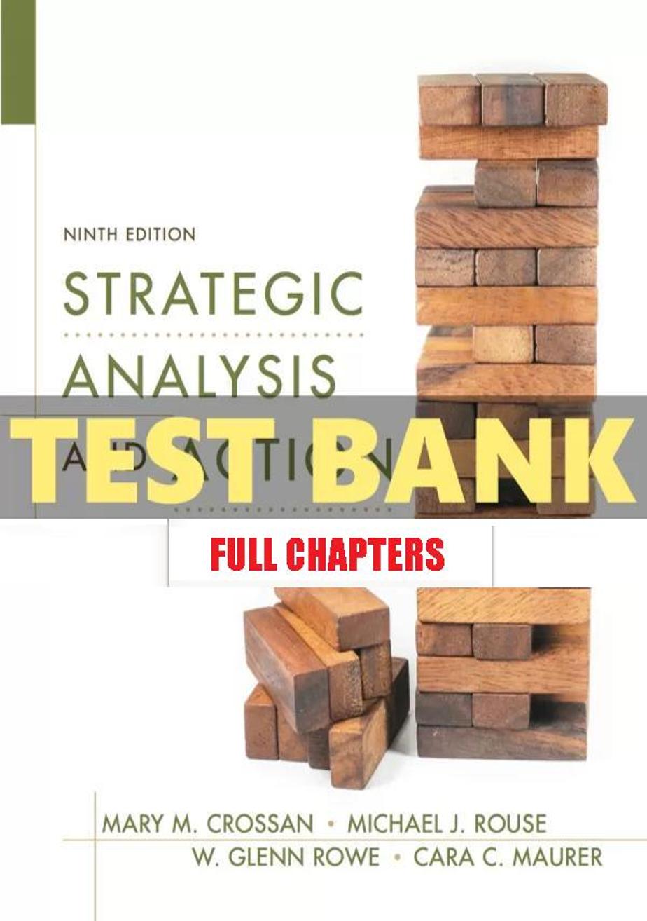 Test Bank for Strategic Analysis and Action 9th Edition Crossan