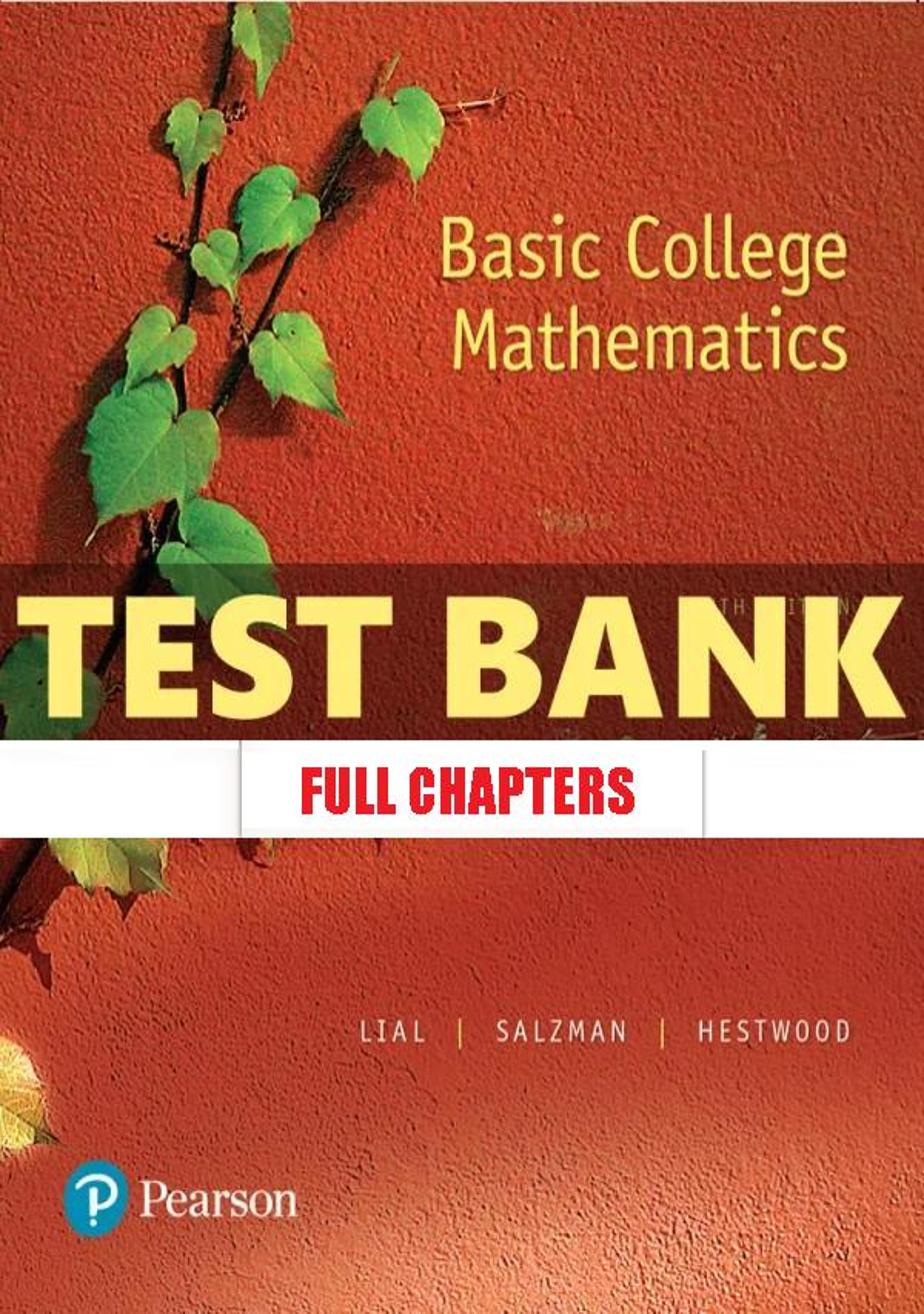 Test Bank for Basic College Mathematics 10th Edition Lial