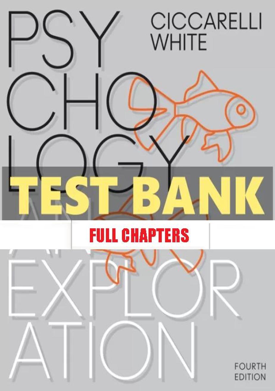 Test Bank for Psychology An Exploration 4th Edition Ciccarelli