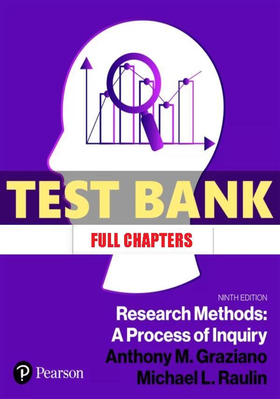 Test Bank for Research Methods Process of Inquiry 9th Edition Graziano