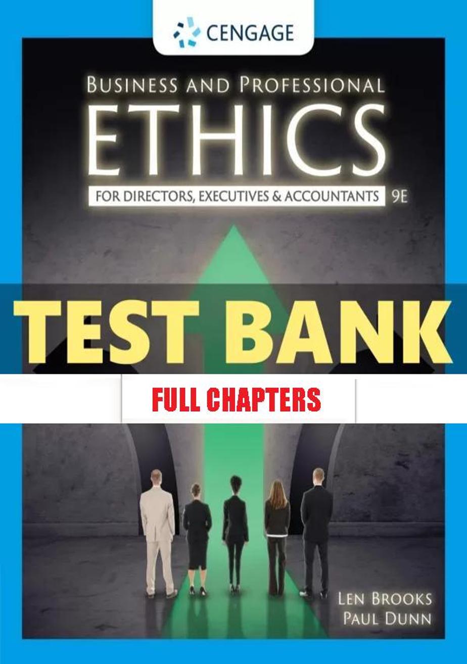 Test Bank for Business and Professional Ethics 9th Edition Brooks