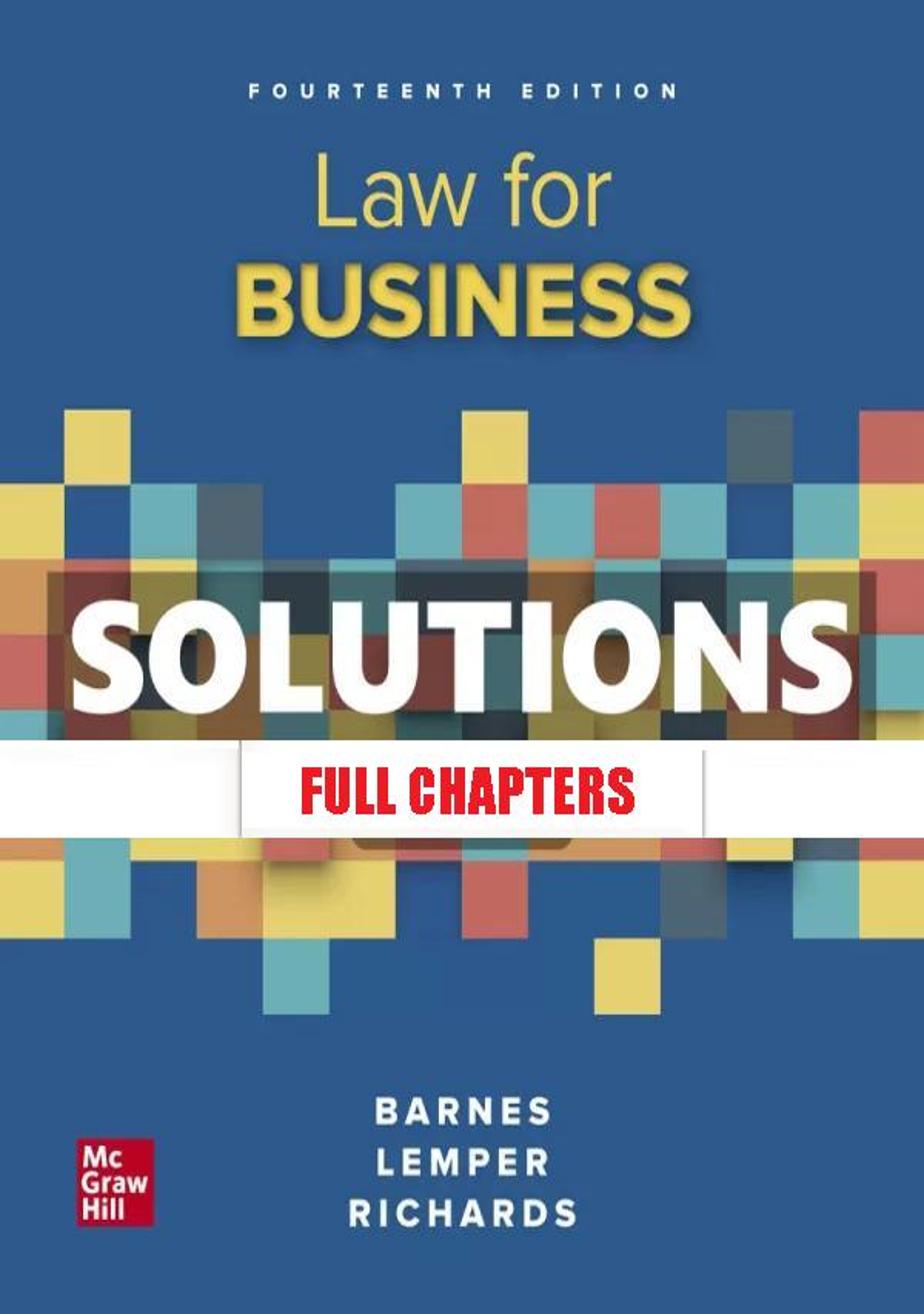 Solutions Manual for Law for Business 14th Edition Barnes