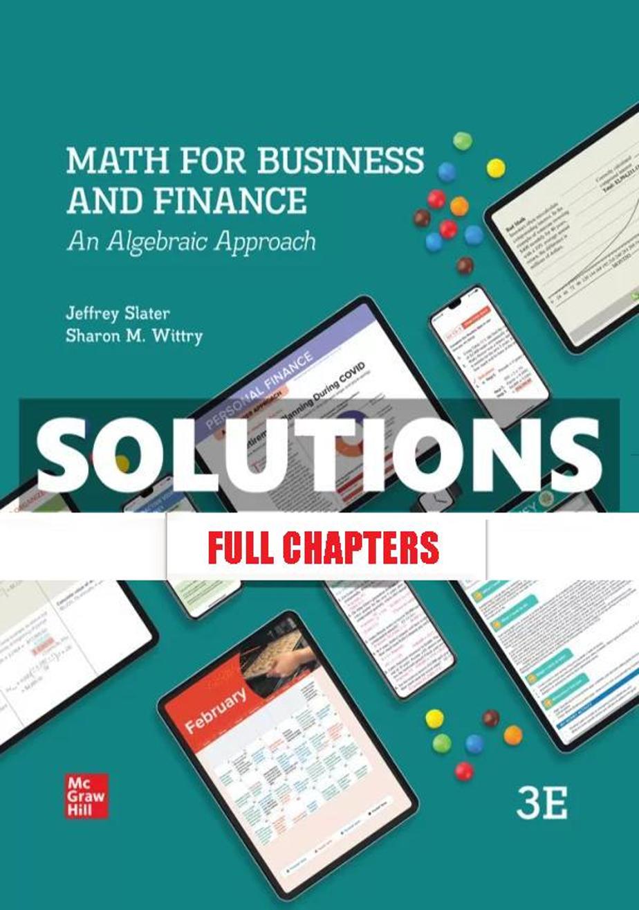 Solutions Manual for Math For Business and Finance 3rd Edition Slater