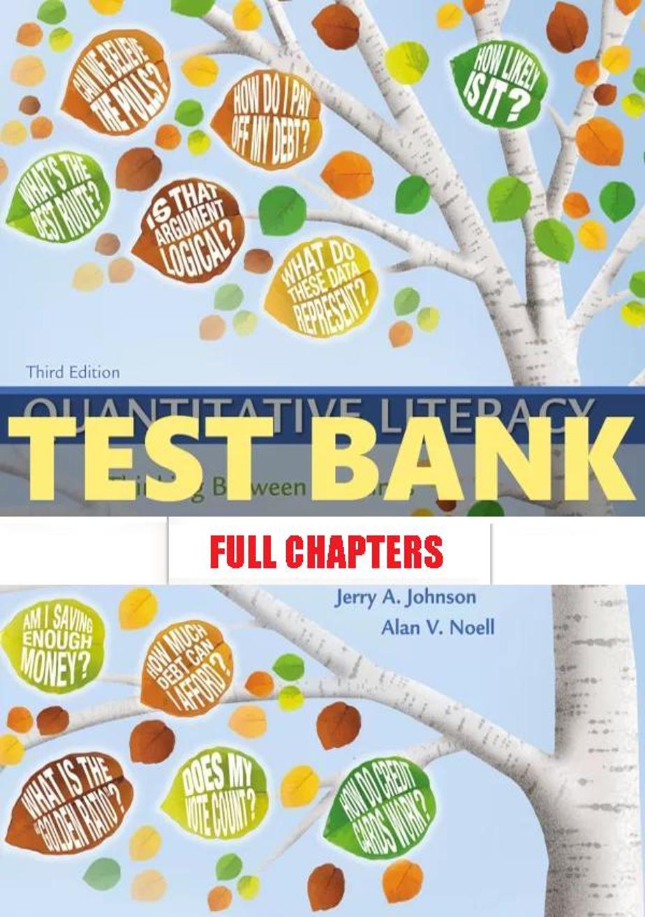 Test Bank for Quantitative Literacy 3rd Edition Crauder