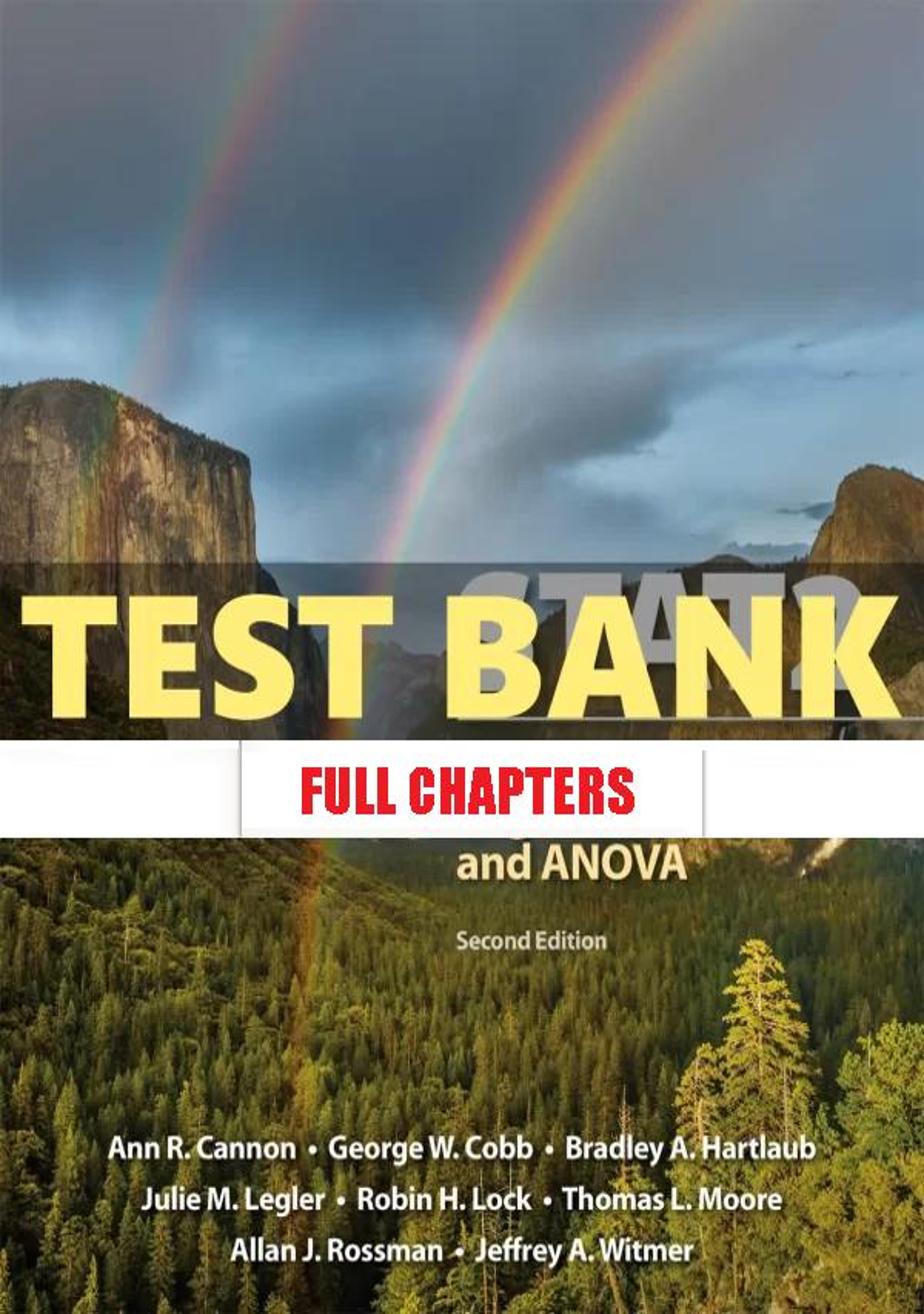 Test Bank for STAT2 Modeling with Regression and ANOVA 2nd Edition Cannon