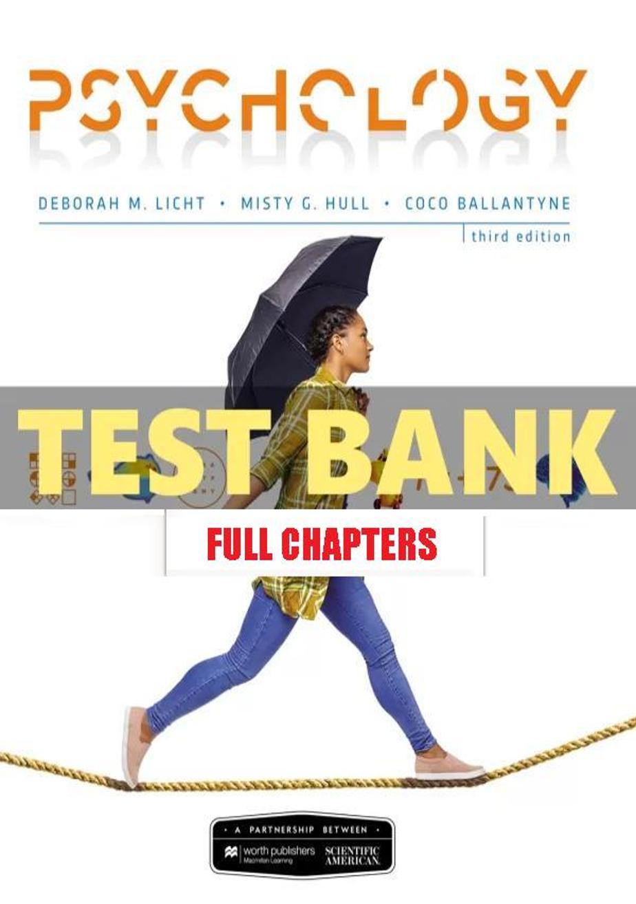 Test Bank for Scientific American Psychology 3rd Edition Licht