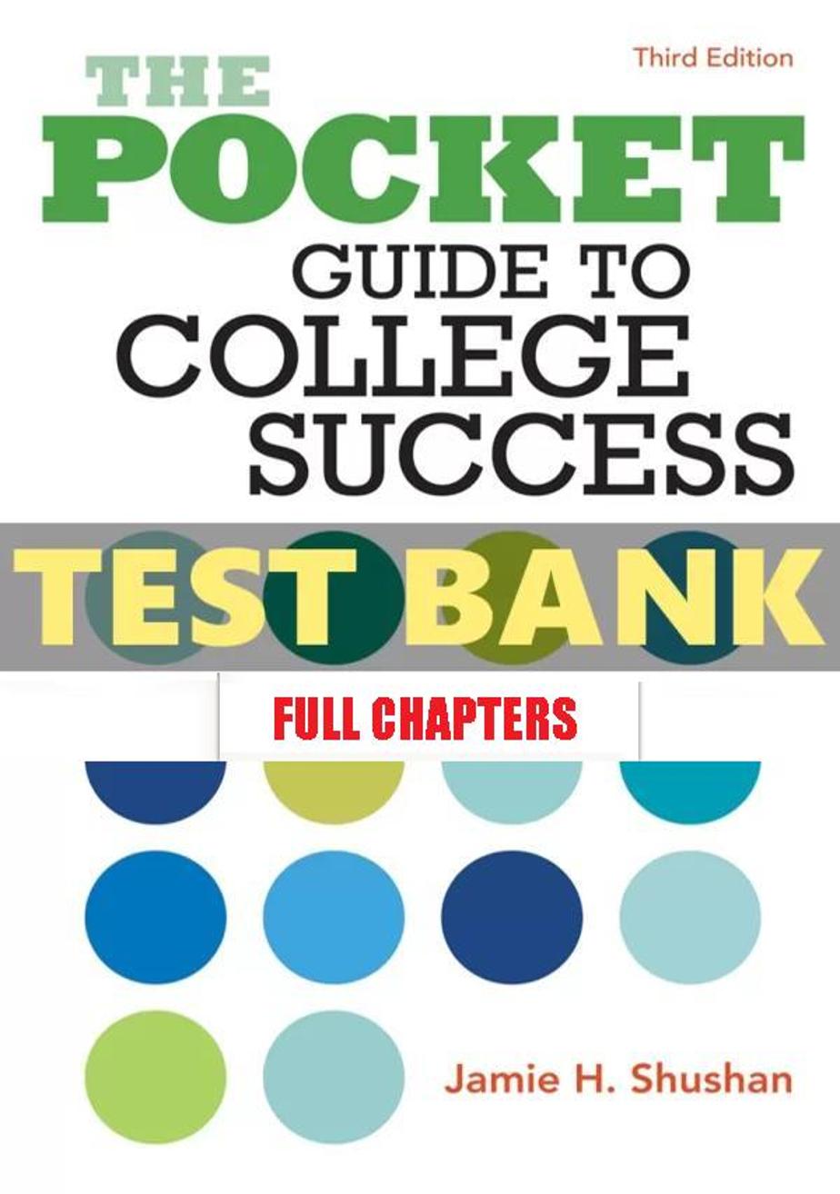 Test Bank for Pocket Guide to College Success 3rd Edition Shushan