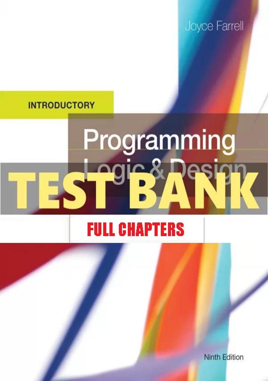 Test Bank for Programming Logic and Design Introductory 9th Edition Farrell