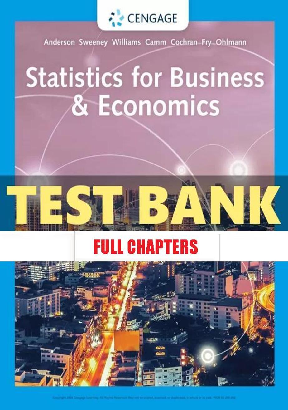 Test Bank for Statistics for Business & Economics 14th Edition Anderson