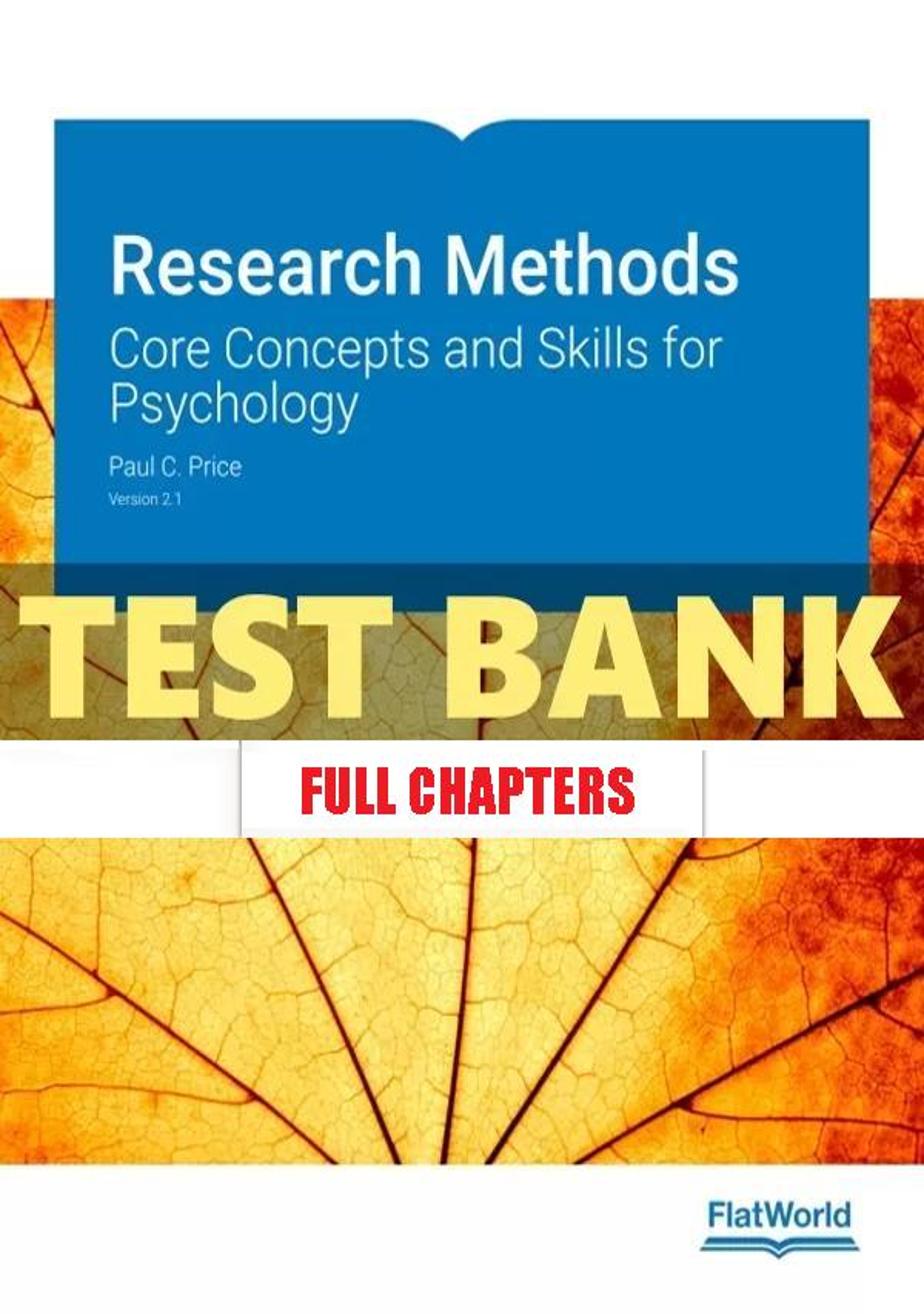 Test Bank for Research Methods 2 1 Core Concepts and Skills for Psychology 2nd Edition Price