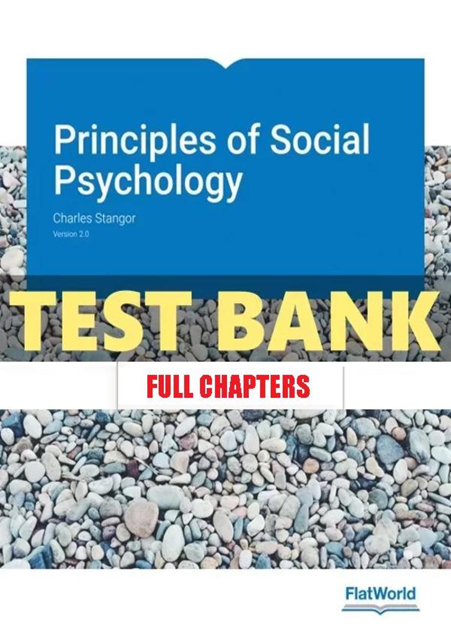 Test Bank for Principles of Social Psychology Version 2 0 2nd Edition Stangor