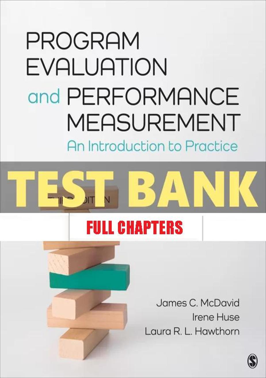 Test Bank for Program Evaluation and Performance Measurement An Introduction to Practice 3rd Edition McDavid